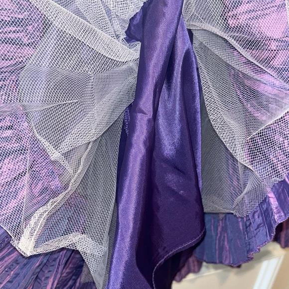Jessica McClintock Violet Purple Iridescent Ruffled Strapless Party Dress Sz 10 - Picture 8 of 16